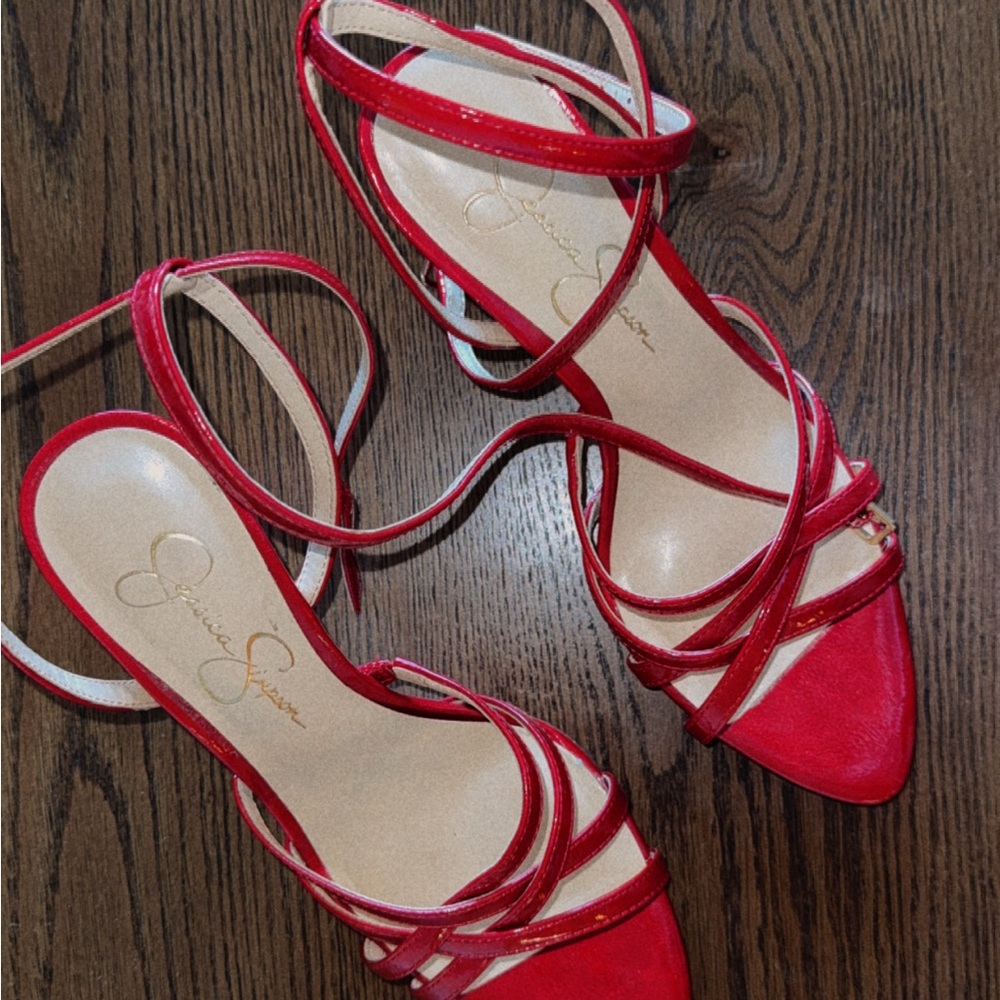 Jessica Simpson Red Strappy Stiletto Heels